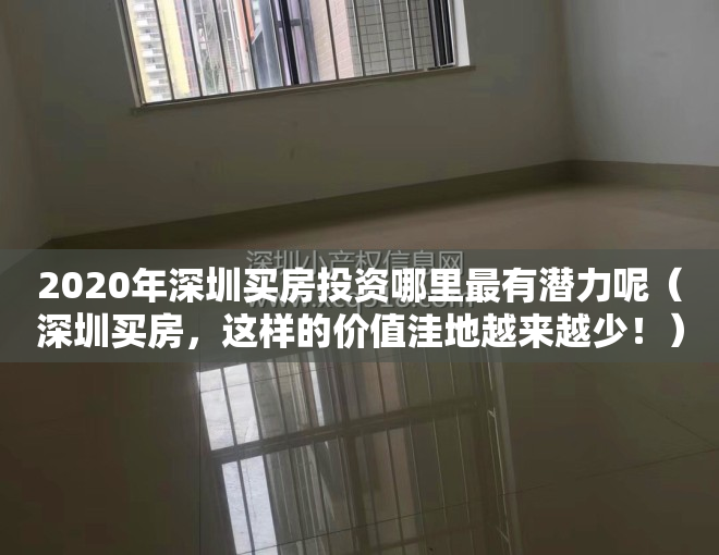 2020年深圳买房投资哪里最有潜力呢（深圳买房，这样的价值洼地越来越少！）