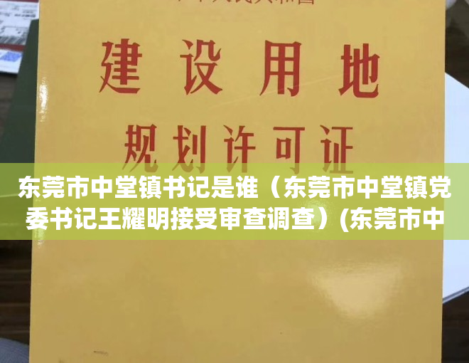 东莞市中堂镇书记是谁（东莞市中堂镇党委书记王耀明接受审查调查）(东莞市中堂镇现任书记)