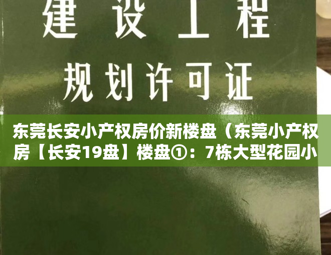 东莞长安小产权房价新楼盘（东莞小产权房【长安19盘】楼盘①：7栋大型花园小区精装均价9500‼️；楼盘②）