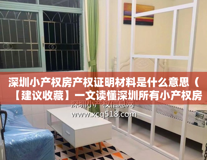 深圳小产权房产权证明材料是什么意思（【建议收藏】一文读懂深圳所有小产权房史的产证类别）