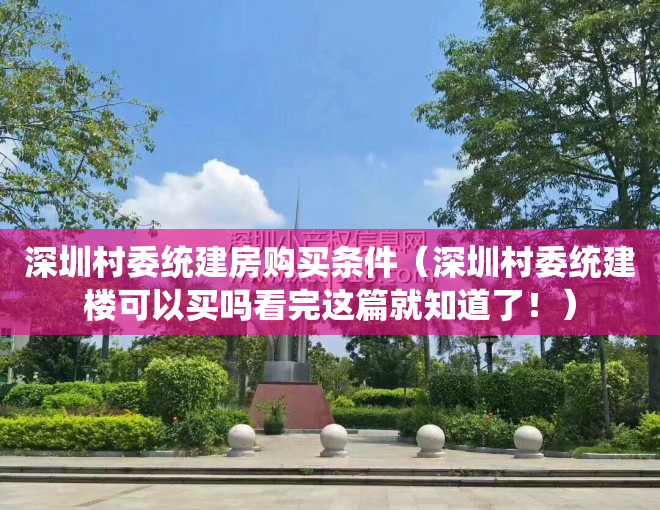 深圳村委统建房购买条件（深圳村委统建楼可以买吗看完这篇就知道了！）